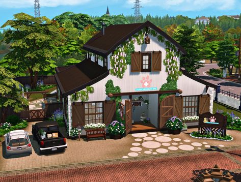 Sims 4 Animal Shelter, Sims Vet Clinic Ideas, Sims 4 Vet Clinic Floor Plan, Sims 4 Vet Clinic, Sims Rooms, Sims Houses, Vet Clinic, Sims 4 House Design, Sims Building