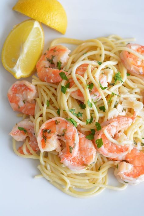 Weight Watchers Shrimp, Shrimp Scampi Pasta, Shrimp Scampi Recipe, Scampi Recipe, Shrimp Pasta Recipes, Shrimp Scampi, Shrimp Pasta, Crockpot Recipes Easy, Easy Healthy Recipes