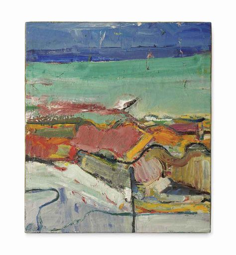 Richard Diebenkorn (1922-1993)oil on canvas   24 x 21 in. (60.9 x 53.3 cm.)   Painted in 1955. Bay Area Figurative Movement, Richard Diebenkorn, Franz Kline, Robert Motherwell, Robert Rauschenberg, Jasper Johns, Willem De Kooning, Contemporary Abstract Art, Mark Rothko