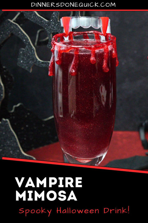 Sink your fangs into this eerie Vampire Mimosa, the perfect spooky Halloween drink! With its deep red color and a sweet "blood" rim, this champagne cocktail will be a hit at any party. Easy to make, it's as delicious as it is eye-catching. Perfect for Halloween gatherings or vampire-themed events. This drink will leave everyone thirsty for more! 🥂🩸 #VampireMimosa #HalloweenCocktail #SpookyDrinks #HalloweenParty #BloodRedCocktail Red Drinks For Halloween, Werewolf Themed Drinks, Vampire Blood Cocktail Recipe, Blood Red Cocktails, Blood Drinks Halloween, Vampire Themed Drinks, Vampire Punch Alcohol, Halloween Drink Pitcher, Vampire Alcoholic Drinks