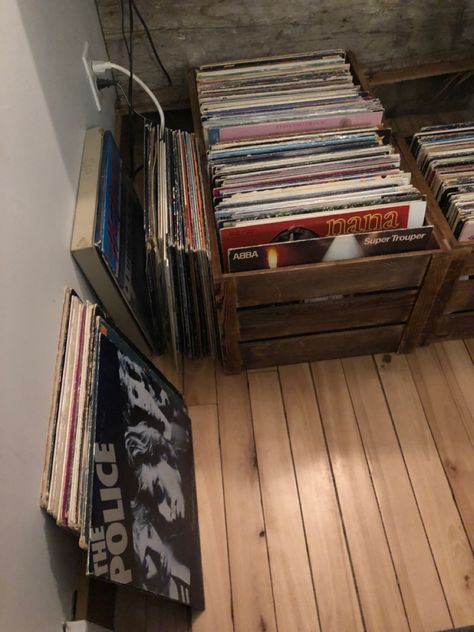 Crate Aesthetic, Vinyl Crate, Vinyl Room, Physical Media, True Heart, Thrifted Home Decor, House By The Sea, Record Collection, Music Aesthetic