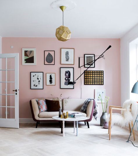 13 Reasons To Love White Wall Rooms Pastel Living Room, Murs Roses, Deco Rose, Pink Living Room, Design Del Prodotto, Restaurant Interior Design, Pink Room, Pink Walls, A Living Room