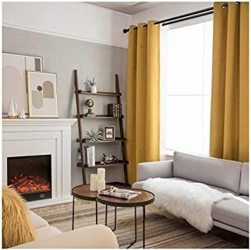 Yellow Curtains Bedroom, Long Curtains Living Room, Yellow Curtains Living Room, Gold Curtains Living Room, Mustard Living Rooms, Curtains For Grey Walls, Girls Bedroom Curtains, Yellow Living Room, Curtains For Bedroom