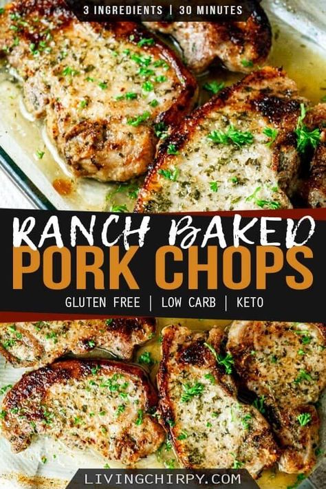 Ranch Baked Pork Chops, Oven Baked Pork Chops, Baked Pork Chops Oven, Keto Pork, Low Carb Pork, Pork Chop Recipes Baked, Low Carb Dinners, Carb Dinner, Baked Pork Chops