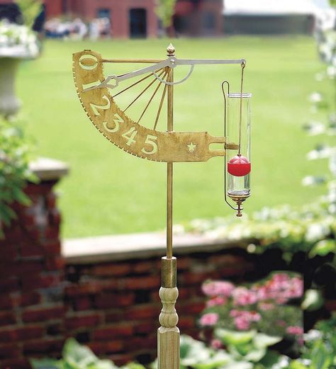 Brass Jeffersonian Rain Gauge Rain Gauges, Hanger Bolts, Rain Gauge, Old Farmers Almanac, Weather Instruments, Rain Chain, Retro Gifts, Thomas Jefferson, Yard Art