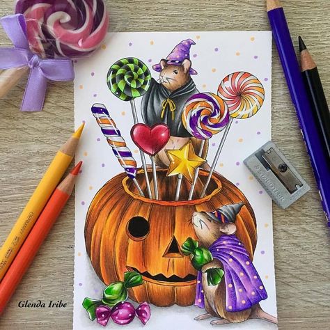 #EzRepost @iribeglenda with @ezrepostapp Gracias 3mil seguidores! Thank you 3k followers! 🤗😊💕🎃 📕waltzes for the seasons de Kanoko… Copic Techniques, Kanoko Egusa, Fall Drawings, Color Pencil Sketch, Faber Castell Polychromos, Colored Pencil Artwork, Art Painting Gallery, Halloween Painting, Halloween Drawings