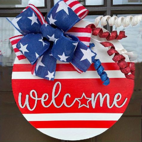 Faster shipping. Better service Memorial Door Hanger, 4th Of July Door Sign, Patriotic Door Hangers Wooden, Memorial Day Door Hanger, July 4th Door Hangers, Fourth Of July Party Ideas Decorations, Memorial Day Signs, Diy Fourth Of July Crafts, Fourth Of July Signs