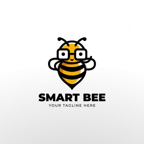 Cute geek smart bee wear glasses mascot logo. Premium Vector | Free Vector #Freepik #vector #freelogo #freefood #freebusiness #freeschool Bee Cartoon Images, Mad Honey, Plan Bee, Logo Bee, Db Logo, Honey Logo, Bee Logo, Bee Pictures, Honey Packaging