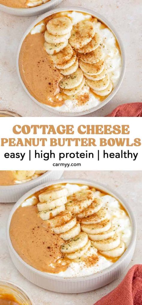 Cottage Cheese Peanut Butter, High Protein Low Carb Breakfast, Cottage Cheese Dessert Recipes, Protein Cottage Cheese, Cottage Cheese Breakfast Bowl, Cottage Cheese Recipes Healthy, Cottage Cheese Desserts, Cottage Cheese Breakfast, Peanut Butter Breakfast