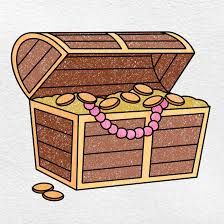 Treasure Chest Drawing, Treasure Drawing, Cartoon Treasure Chest, Chest Drawing, Drawing Kpop, Pink Crayon, Drawing Easy, School Project, Draw Something