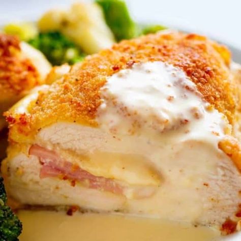 Easy Sheet Pan Chicken Cordon Bleu & Dijon Cream Sauce - Cafe Delites Sauce For Chicken Cordon Bleu, Cheese Sauce For Chicken, Cordon Bleu Sauce, Chicken Cordon Bleu Sauce, Mushroom Sauce For Chicken, Easy Sheet Pan Chicken, Dijon Cream Sauce, Turkey Gravy From Drippings, Easy Chicken Cordon Bleu