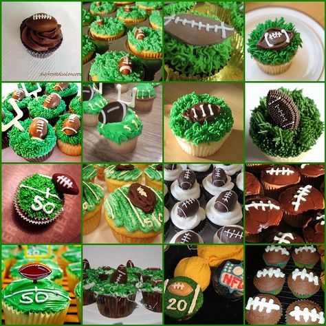 Super Bowl Cupcake, Football Desserts, Football Cupcake, Football Recipes, Football Treats, Cheerleading Party, Football Cupcakes, Football Picks, Football Birthday Party