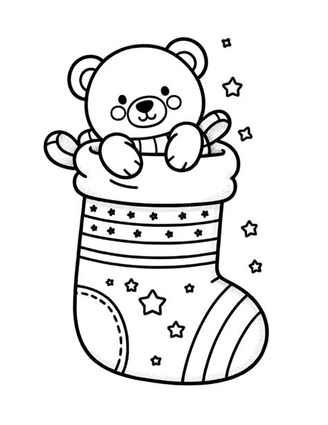 Christmas Cow Coloring Page, Christmas Stocking Coloring Pages, Stocking Coloring Page, Polar Bear Coloring Page, Colour Paper Flowers, Teddy Bear Coloring Pages, Winter Drawing, Snowman Coloring Pages, Cow Coloring Pages