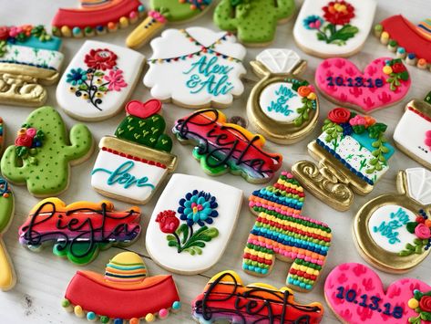 How To Make Design, Fiesta Cookies, Fiesta Wedding Shower, Mexican Fiesta Bridal Shower, Design Cookies, Wedding Cookies Decorated, Mexican Fiesta Birthday Party, Mexican Cookies, Mexican Bridal Showers