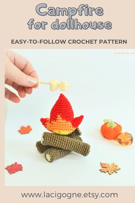 Crochet Fire Pattern, Fire Crochet Pattern, Crochet Campfire, Crochet Fire, Diy Crochet Animals, Craft Stand, Food Crochet, Autumn Crochet, Arty Ideas