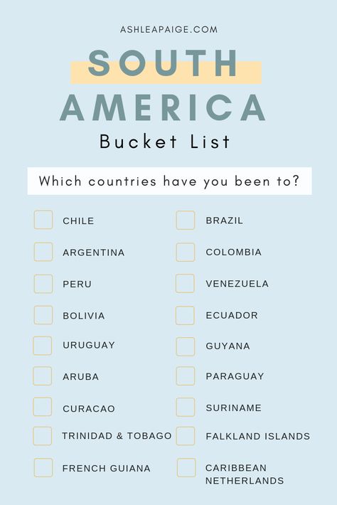 South America Bucket List, America Bucket List, Travel Wishlist, Travel Checklist, Bucket Lists, Dream Travel Destinations, South America Travel, Travel South, Travel List