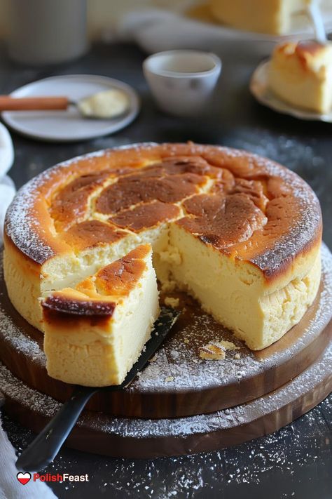 The creamy Polish cheesecake also known as Sernik is our favorite dessert! This recipe for sernik is very simple to make. Polish Cheesecake, Polish Cake, Fluffy Cheesecake, Farmer’s Cheese, Polish Desserts, Baked Dessert, Baked Cheesecake, Creamed Potatoes, Fair Food