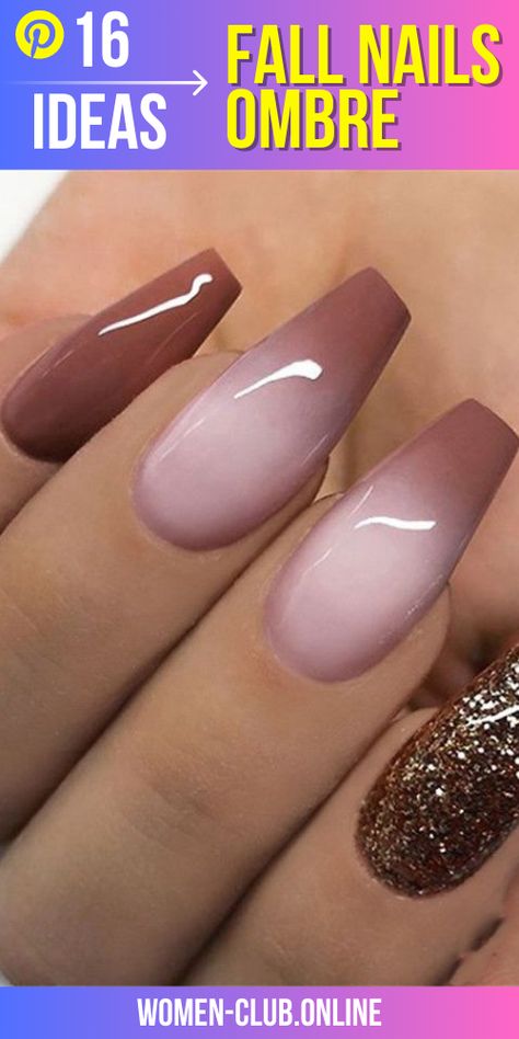 Fall Nails Brown 2023 18 Ideas: Embrace the Warmth of Autumn in Style Nail Art Designs Ombre Simple, Pink And Brown Ombre Nails, Sns Ombre Nails Fall, Brown Ombre Dip Nails, Brown And Pink Ombre Nails, Hombre Nails Ombre Winter, Autumn Ombre Nails Short, October Ombre Nails, Umbra Nails Ombre