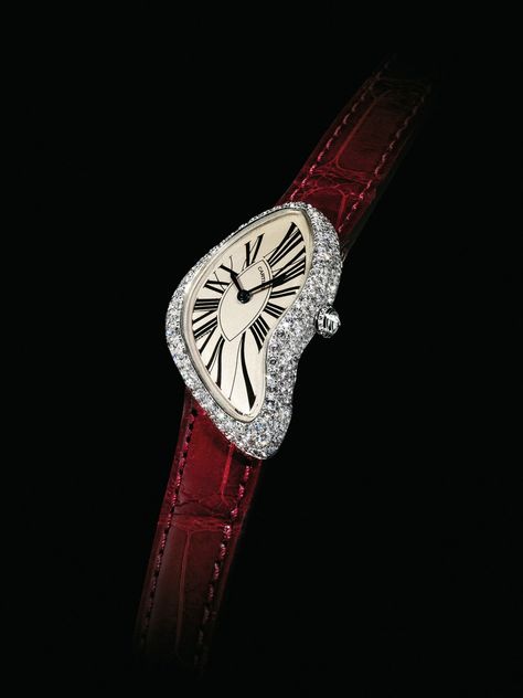 CARTIER. A LADY'S FINE AND RARE 18K WHITE GOLD AND DIAMOND-SET LIMITED EDITION ASYMMETRICAL WRISTWATCH | SIGNED CARTIER, 13 RUE DE LA PAIX PARIS, CRASH MODEL, REF. 2774, N0. 06/50, CASE NO. 125240AF, CIRCA 2006 | 2000s, Watches | Christie's Red Aura, Cartier Panthere, Cartier Watch, Classy Jewelry, Expensive Jewelry, Jewelry Lookbook, Red Aesthetic, Girly Jewelry, Dream Jewelry