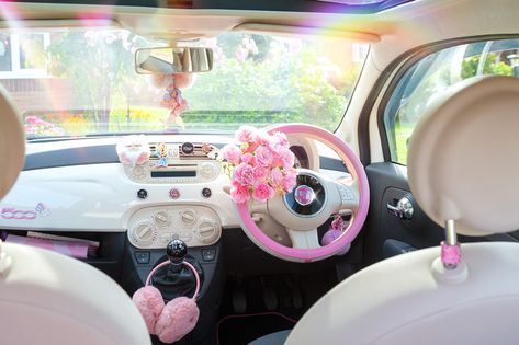 Fiat 500 Fiat 500 Interior Accessories, Pink Fiat 500 Interior, Fiat 500 Interior Decor, Fiat 500 Decoration, Fiat 500 Interior Ideas, Mint Green Fiat 500, Fiat 500 Aesthetic, Fiat 500 Pink, Fiat 500 Accessories