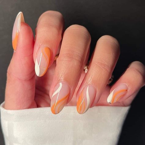 40 Prettiest Summer Nails to Inspire You Organge Nails, Orange Nail Ideas, Orange Nail Art, Girls Nail Designs, Orange Nail Designs, Orange Nail, Girl Nails, Simple Gel Nails, Almond Acrylic Nails