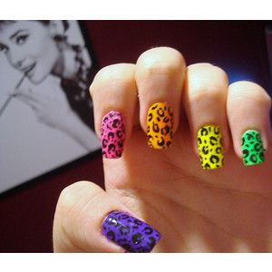 really like these Rainbow Cheetah Print, Tumblr Nail Art, Cheetah Print Nails, Self Nail, Neon Nail Designs, Chic Nail Art, Natural Nail Art, Cheetah Nails, Leopard Print Nails