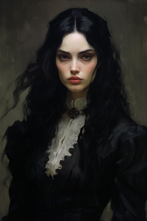 Female Vampire, Vampire Art, الرسومات اللطيفة, Character Portraits, Dark Fantasy Art, Dark Hair, Dark Aesthetic, Dark Art, Dark Fantasy