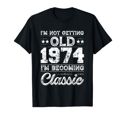 PRICES MAY VARY. Vintage 1974 Original Parts Shirts for men and Women, Funny Cute 50th Birthday Shirts for men and Women, Retro 50 Year Old Shirt, Short Sleeve Casual Birthday Party Idea Tops Tees. A Great present for Party, Birthday, Mothers Day, Teachers Day, Anniversary, Valentines Day, Christmas, Thanksgiving, Easter Etc. Ideal 50th Birthday T-Shirt for Your Family and Your Friend Lightweight, Classic fit, Double-needle sleeve and bottom hem 50th Birthday Shirts Men, Casual Birthday Party, Birthday Shirts For Men, 50th Bday, 50th Birthday Shirts, Old Shirts, Funny Vintage, Vintage Humor, Shirts For Men