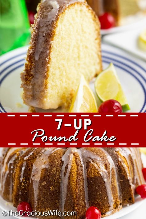 Old-fashioned homemade 7Up Pound Cake made the from scratch Southern way for a zingy lemon, light, and fluffy cake topped with a sweet lemon glaze. It's a super easy recipe that makes a moist and delicious cake. The best pound cake you'll ever have! Seven Up Cake, 7up Cake Recipe, The Best Pound Cake, Best Pound Cake, Wife Recipes, 7up Cake, 7 Up Cake, 7up Pound Cake, Moist Pound Cake