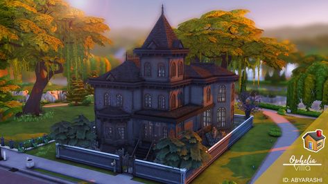 Ophelia Villa Sims 4, Sims 4 Goth House, Goth House, Goth Houses, Sims House Design, Sims House, The Sims4, Home Reno, The Sims