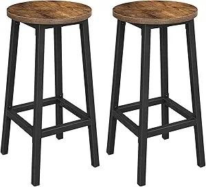 Amazon.com: VASAGLE Bar Stools, Set of 2 Bar Chairs, Steel Frame, 25.6 Inch Tall, for Kitchen Dining, Easy Assembly, Industrial Design, Rustic Brown and Black ULBC32X : Home & Kitchen Home Bar Furniture, Kitchen Store, Rustic Brown, Mountain House, Bar Chairs, Renovation Project, Community Board, Inspired Homes, Bar Furniture