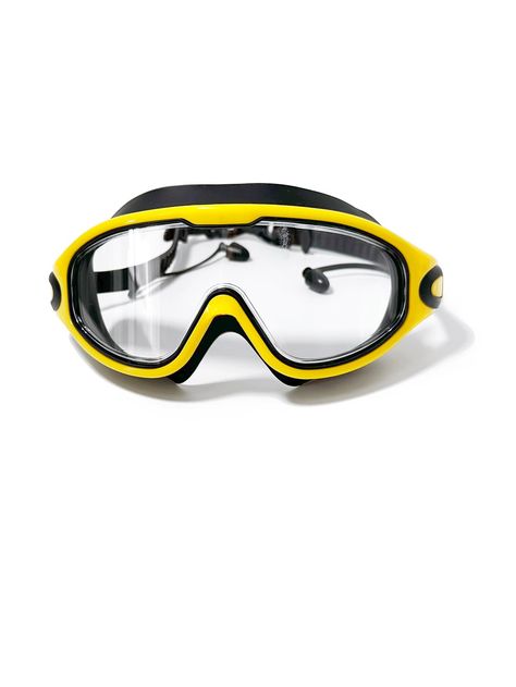 Yellow  Collar  PC  Ordinary Swimming Goggles Embellished   Water Sports Yellow Goggles, Nose Clip, Swimming Goggles, Ear Plugs, Green And Yellow, Water Sports, Binoculars, Character Design Inspiration, Goggles