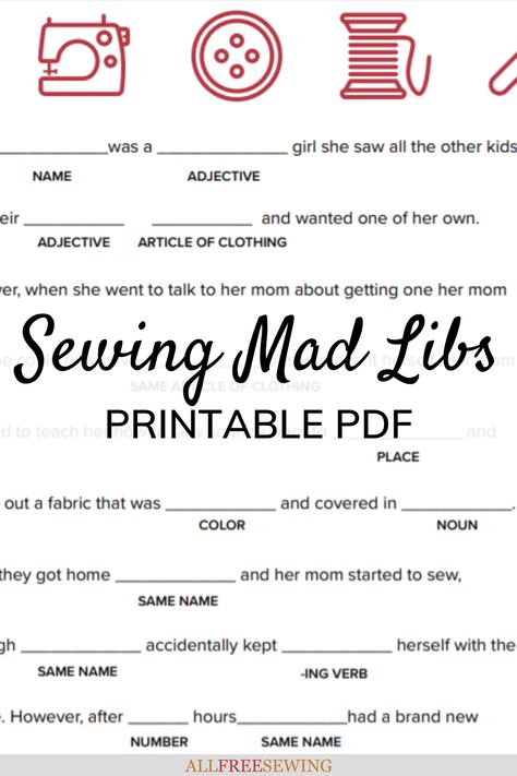 Sewing Games, 45 Anniversary, Mad Libs Printable, Meeting Games, Trip Games, Sewing Retreats, Sewing Humor, Craft Retreat, Weekend Games