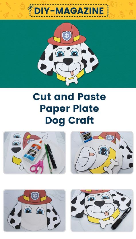 Print this free printable dog sheet for you and your kids to have fun and enjoy. We made it extra adorable by making a dalmatian fireman for this printable! Grab a paper plate and this printable and let's start crafting! Dalmatian Craft, Dog Craft, Paste Paper, Printable Dog, Cute Paper, Diy Magazine, Dalmatian Dogs, Paper Plate Crafts, Plate Crafts