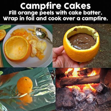 Campfire Cake, Dutch Oven Camping Recipes, Camping Food List, Best Camping Meals, Smart School House, Orange Peels, Smart School, Fire Food, Easy Camping Meals