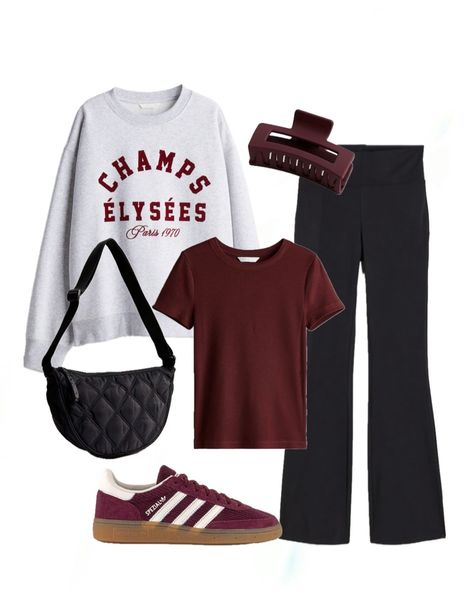 Hannah|Fashion & Outfit Styling|Highstreet Lover | A casual Sunday Sporty Outfit featuring the Sell out Spezials in THE colour of the season. Burgundy is the way forward ! 🍷👟 Trainers… | Instagram Burgundy New Balance Outfit, Burgundy Tennis Shoes Outfit, Burgundy Gym Outfit, Burgundy Trainers Outfit, Burgundy Adidas Outfit, Burgundy Converse Outfit, Burgundy Sneakers Outfit, Burgundy Tennis Shoes, Burgundy Converse