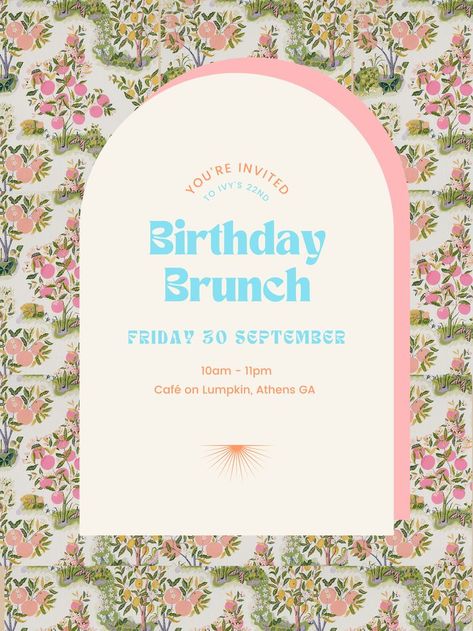 Spring Birthday Party, Bday Invitations, Pink Birthday Party, 26th Birthday, Spring Birthday, Birthday Brunch, Today Is My Birthday, Brunch Invitations, 22nd Birthday