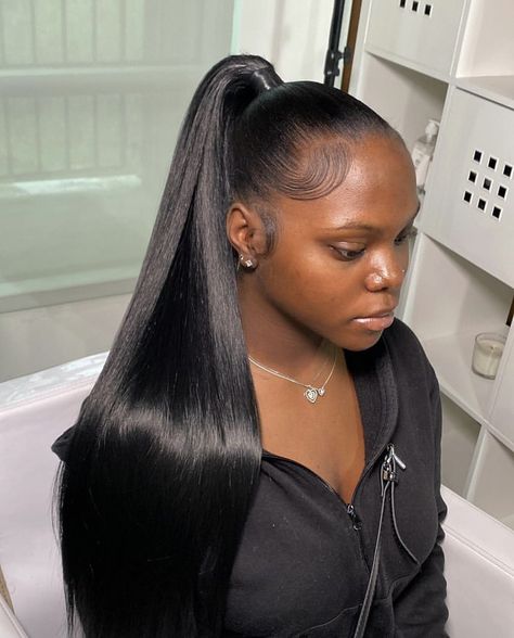 Weave Ponytail Hairstyles For Black Women Updo Pony Tails, Half Up Half Down Low Ponytail Black Women, Low Pony Hairstyles Black Women, Straight Back Ponytail, Ponytail Hairstyles Weave, Mid Ponytail Hairstyles Black Women, Pony Tailed Hairstyle Black Women, Low Ponytail Hairstyles For Black Women, Afro Ponytail Hairstyles