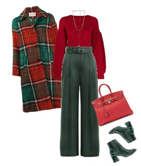 Green And Red Outfit Aesthetic, Red Green Outfit, Outfits Red Hair, White Christmas Outfit, Red Outfits For Women, Christmas Fashion Outfits, Winter Outfits Street Style, Christmas Outfit Men, Green Outfits