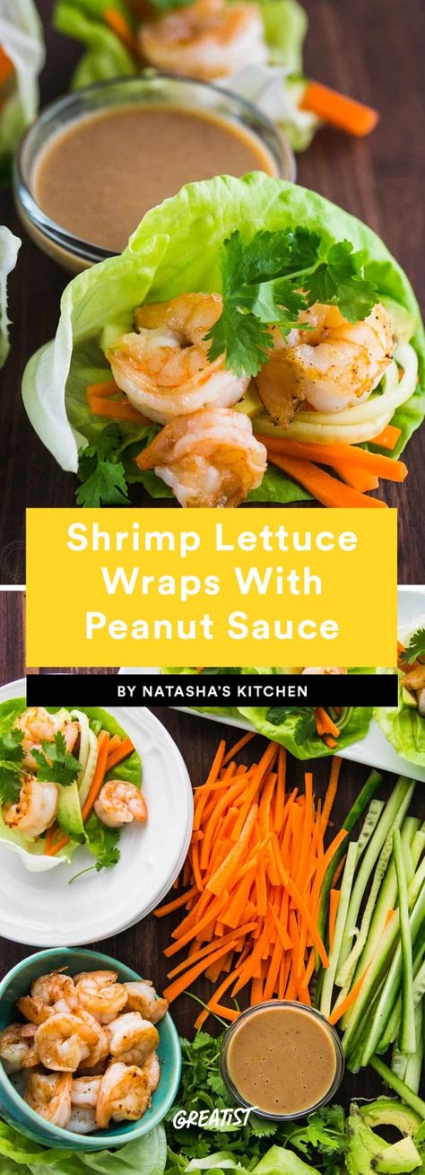 Lettuce Wraps With Peanut Sauce, Boston Lettuce, Salat Wraps, Easy Lettuce Wraps, Low Carb Shrimp Recipes, Easy Peanut Sauce, Shrimp Lettuce Wraps, Squash Zucchini, Peanut Sauce Recipe