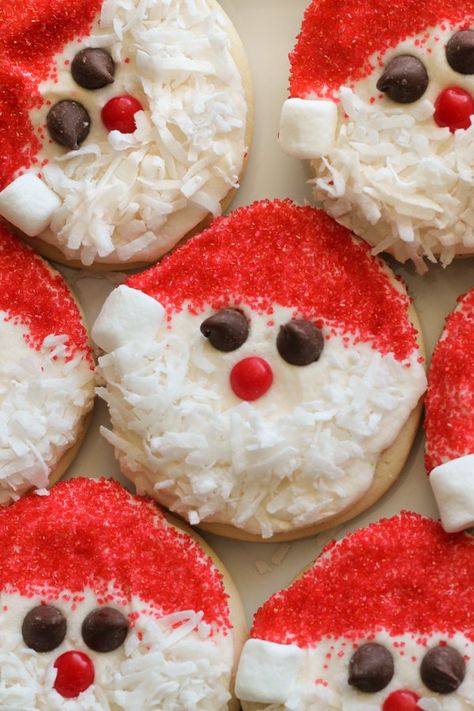 Santa Sugar Cookies | Six Sisters' Stuff Santa Sugar Cookies, Cinnamon Candy, Six Sisters Stuff, Six Sisters, Christmas Cookie Exchange, Best Christmas Cookies, Santa Cookies, Fancy Cookies, Sugar Cookies Recipe