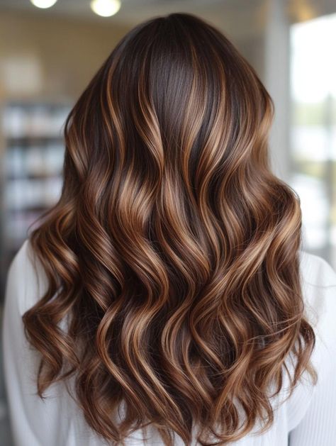 Brown Hair With Caramel Highlights Honey, Caramel Balayage On Brown Hair, Caramel Highlights On Dark Brown, Dark Chestnut Hair, Highlights On Dark Brown Hair, Caramel Highlights On Brown Hair, Caramel Hair Highlights, Brunette Hair Color With Highlights, Carmel Highlights