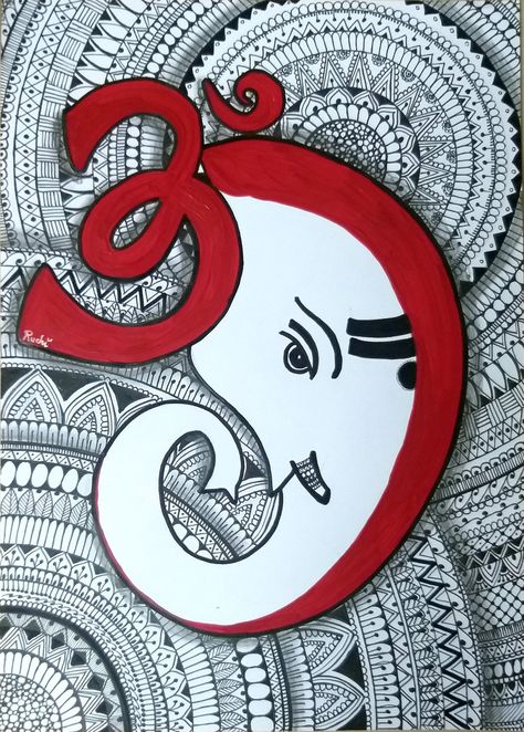 Ganapati Mandala Art, Ganesh Doodle Art, Madhubani Ganesha Painting, Mandala Ganesha Art, Ganesha Drawing Mandala, Ganesha Doodle Art, Ganpati Mandala Art, Ganesha Doodle, Ganesh Mandala Art