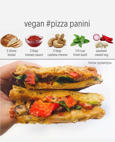 Panini Recipes Healthy, Vegan Panini, Vegan Infographics, Easy Pizza Recipes, Pizza Recipe Easy, Holistic Food, Pizza Panini, Aip Vegan, Food Remedies