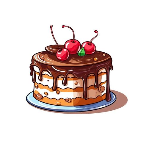 Premium Vector | Birthday cake cartoon illustration isolated on white background Birthday Cake Cartoon, Cake Cartoon, Cartoon Illustration, Premium Vector, Graphic Resources, White Background, Birthday Cake, Cake, Birthday