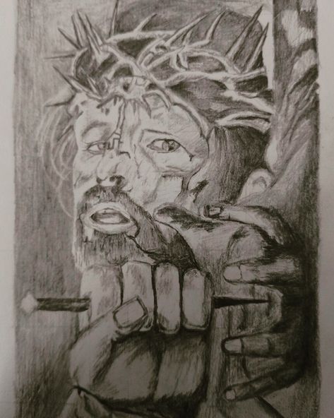 Attempt #1 Drawings Of Jesus, Jesus Christ Drawing, Jesus Sketch, Jesus Art Drawing, Cross Drawing, Christian Drawings, Christ Tattoo, Jesus Drawings, Jesus Tattoo