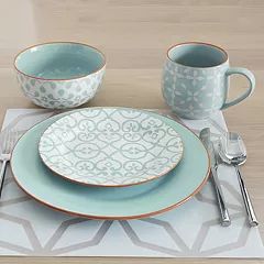 Mid-Century Modern Home Trend | Kohl's Green Dinnerware Set, Modern Ceramics Design, Ceramic Dish Set, Dinnerware Set Modern, Green Dinnerware, Ceramic Cutlery, Handmade Dinnerware, Square Dinnerware Set, Blue Dishes