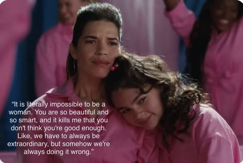 Feminist Movie Quotes, Barbie Movie Monologue, Barbie Movies Quotes, Barbie Monologue, America Ferrera Barbie, Barbie Movie Quotes, America Ferrara, Womanhood Quotes, Feminist Movies