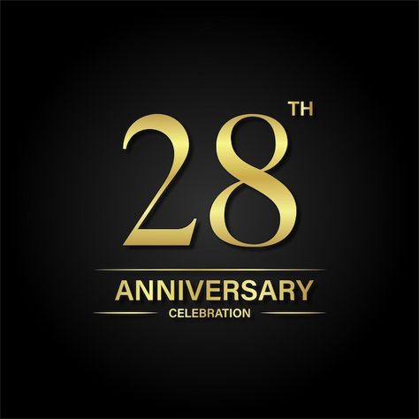 28th Anniversary, Psd Icon, Anniversary Celebration, Vector Photo, Black Background, Premium Vector, Black Backgrounds, Graphic Resources, Gold Color