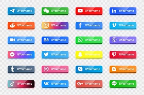 Modern social media icons logos - networ... | Premium Vector #Freepik #vector #facebook #social-media #button #instagram Page Name Ideas, Logo Facebook, Social Influence, Media Logo, Media Icon, Social Media Logos, Graphic Editing, Logo Collection, Icon Set Vector